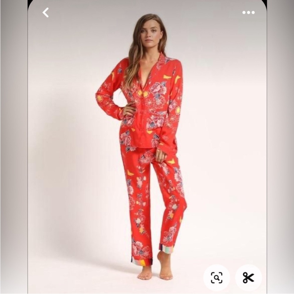 Cleobella Red Floral Pajama NWOT L butterfly boho rare printed set $148 casual